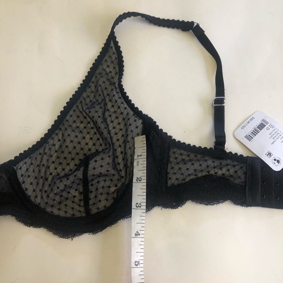 Free People Black Mid Week Dotted Mesh Underwire Bra Size 32D - Picture 8 of 12